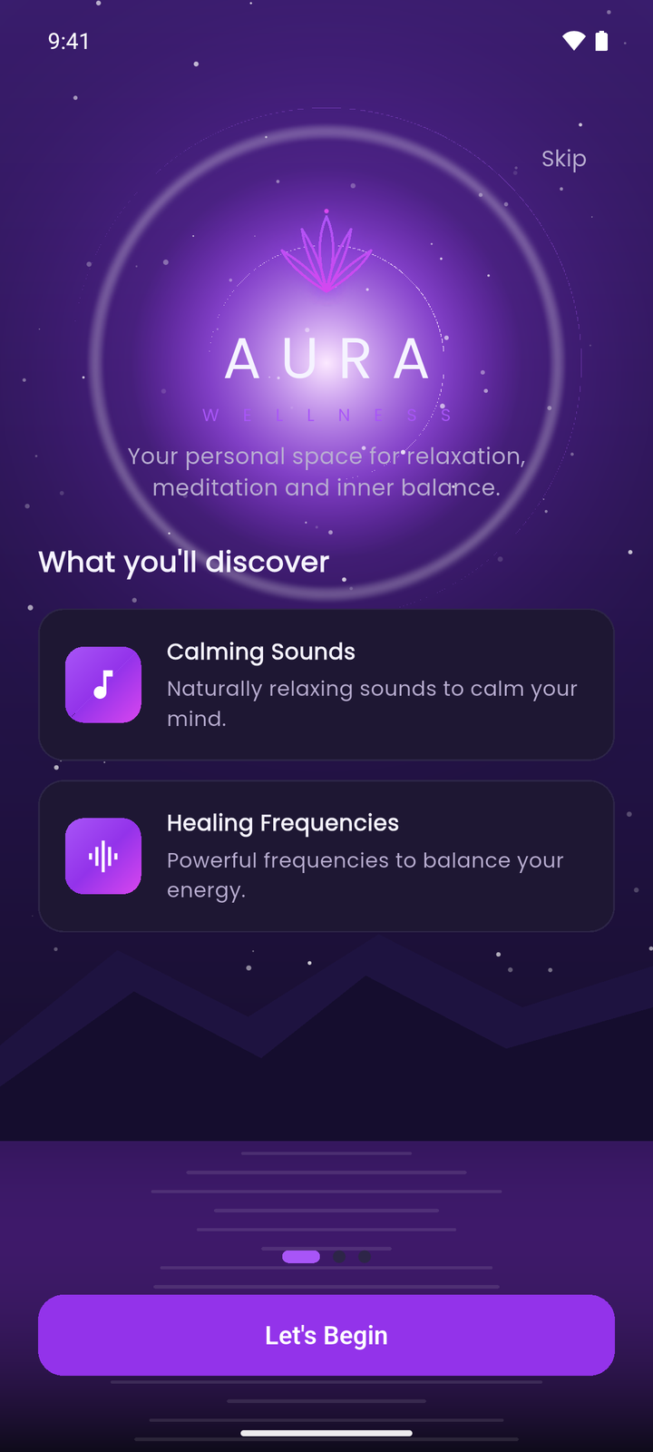 Aura welcome screen